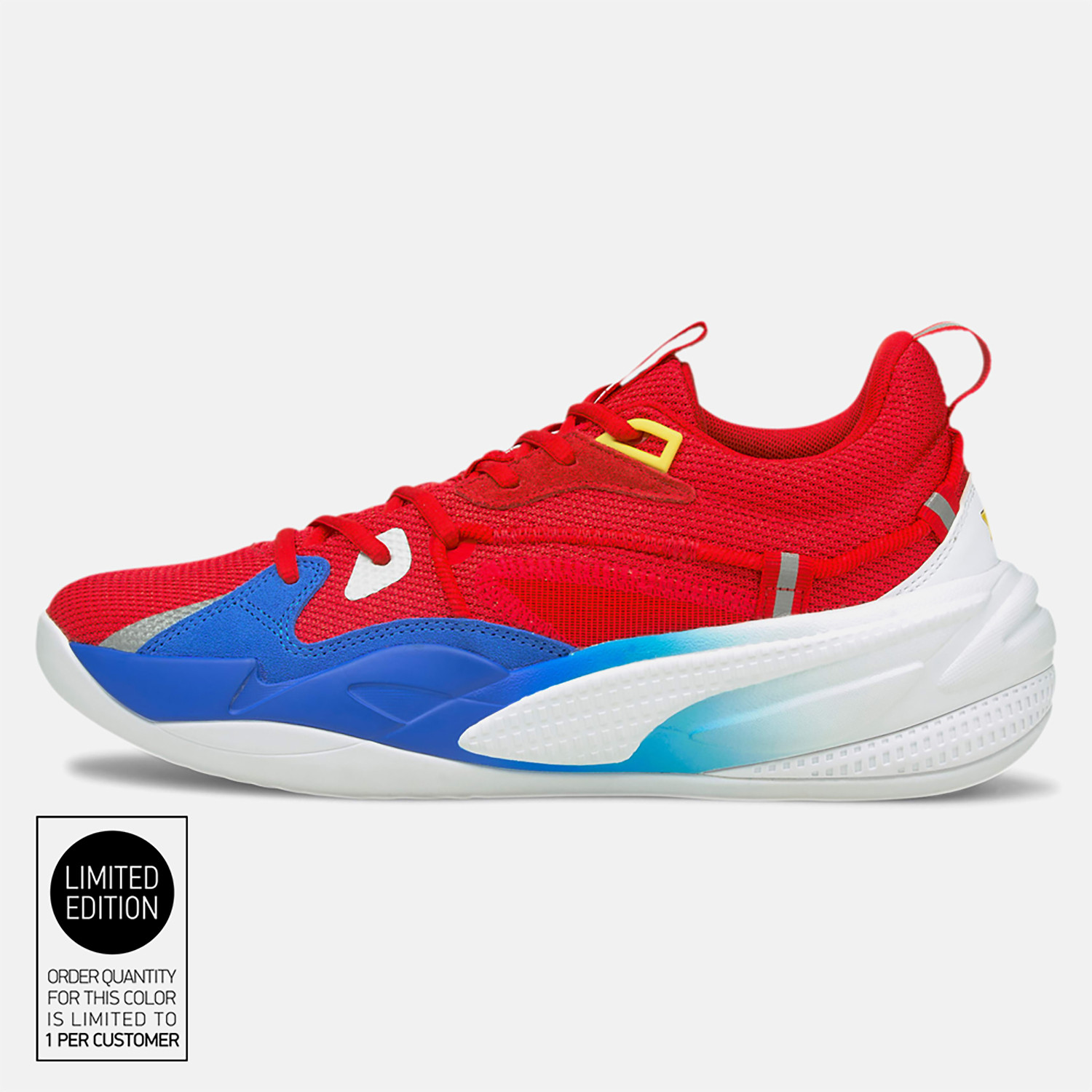 puma red and blue shoes