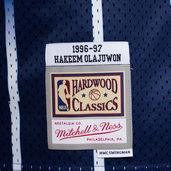 Shop Mitchell & Ness Houston Rockets Hakeem Olajuwon Swingman Jersey  SMJYGS18173-HRONAVY96HOL blue