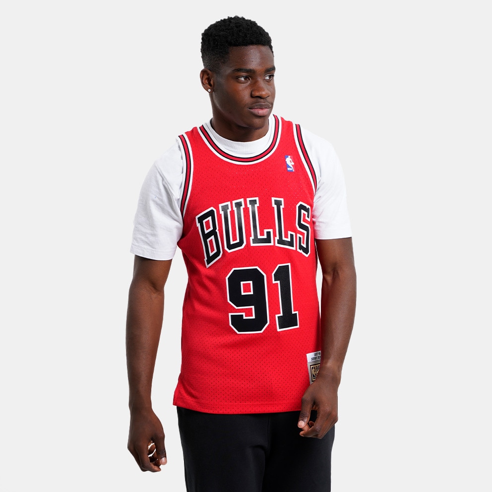 Mitchell & Ness Dennis Rodman Chicago Bulls Red and Green Hardwood Classic Swingman NBA Jersey- Mens Black XXXL