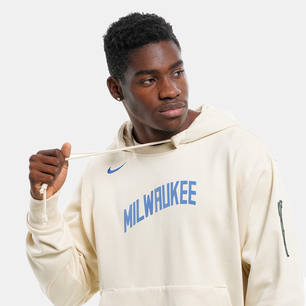 Nike NBA Courtside Milwaukee Bucks City Edition Club Fleece Ανδρική Μπλούζα με Κουκούλα