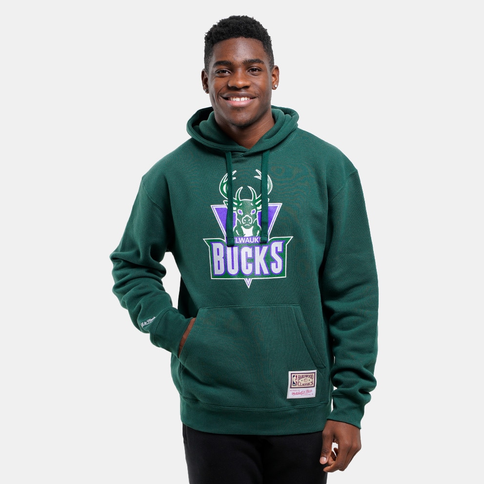 Mitchell & Ness NBA Milwaukee Bucks Logo Ανδρική Μπλούζα με Κουκούλα