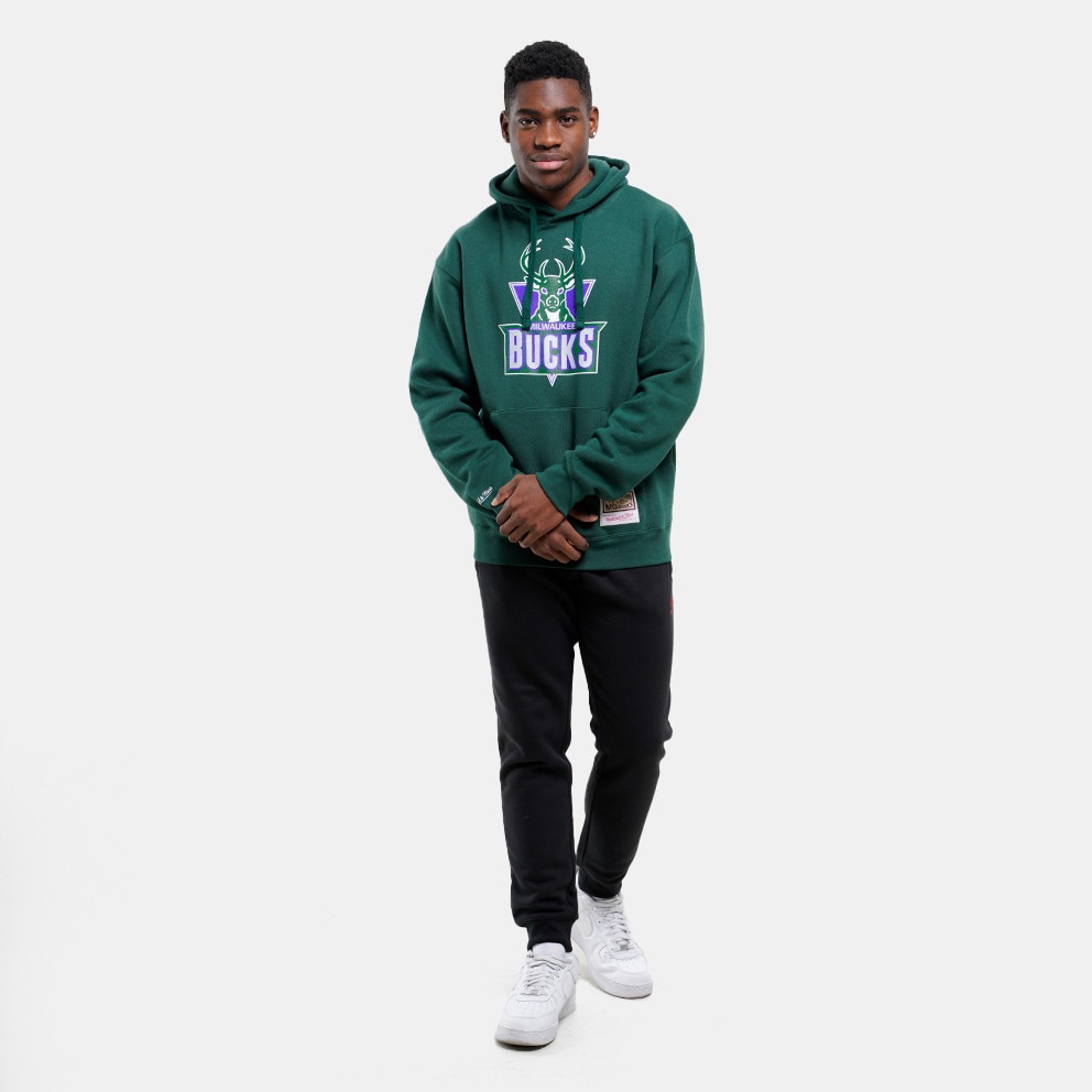 Mitchell & Ness NBA Milwaukee Bucks Logo Ανδρική Μπλούζα με Κουκούλα