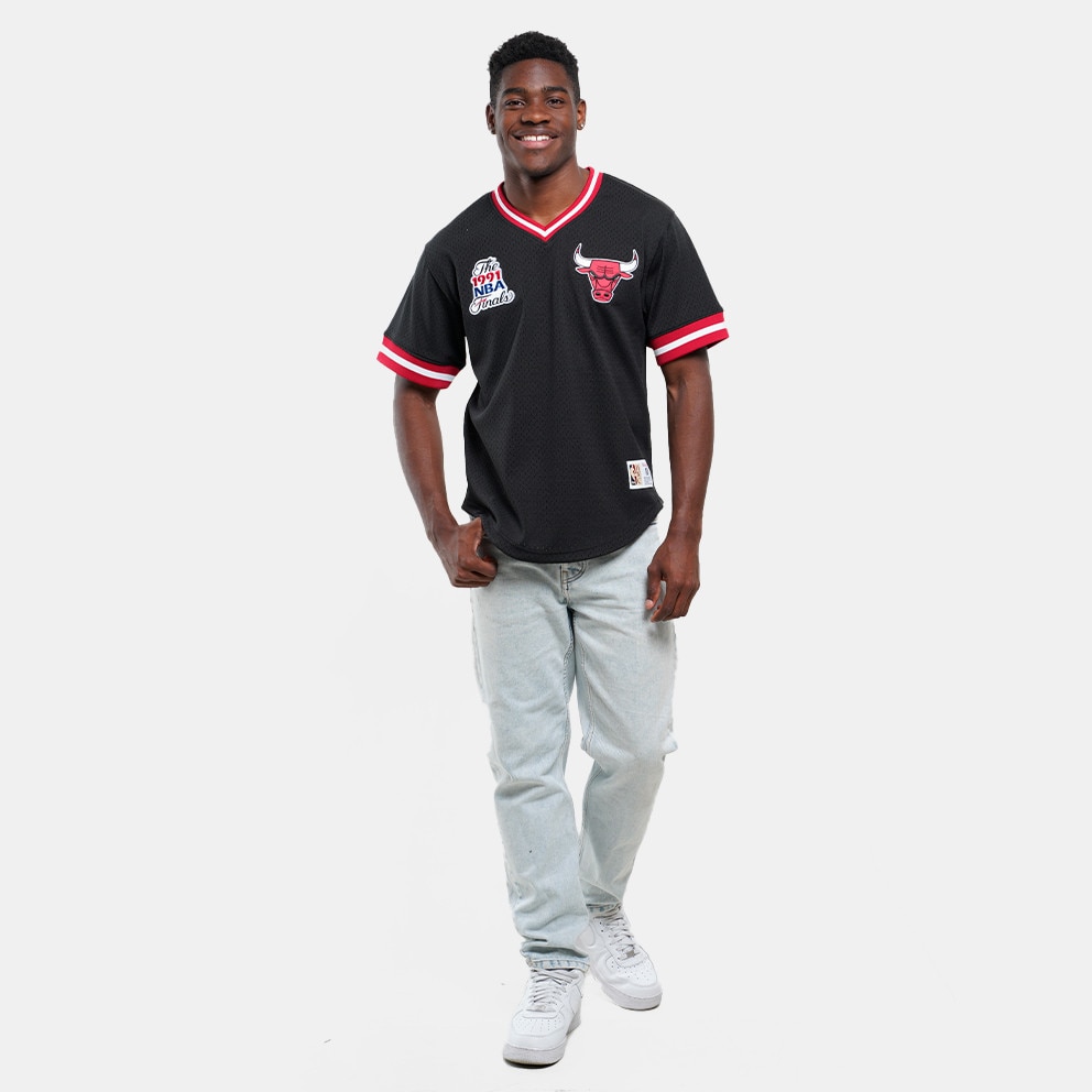 Mitchell & Ness NBA Chicago Bulls Fashion Mesh V-Neck Vintage Logo Men's Basketball Jersey