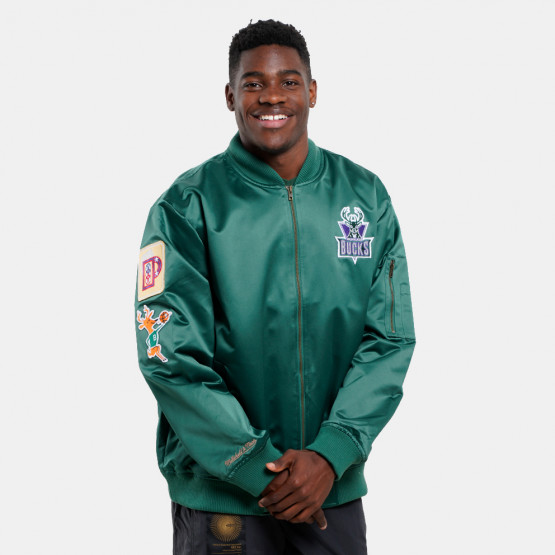 Mitchell & Ness NBA Milwaukee Bucks Lightweight Satin Bomber Μen's Jacket