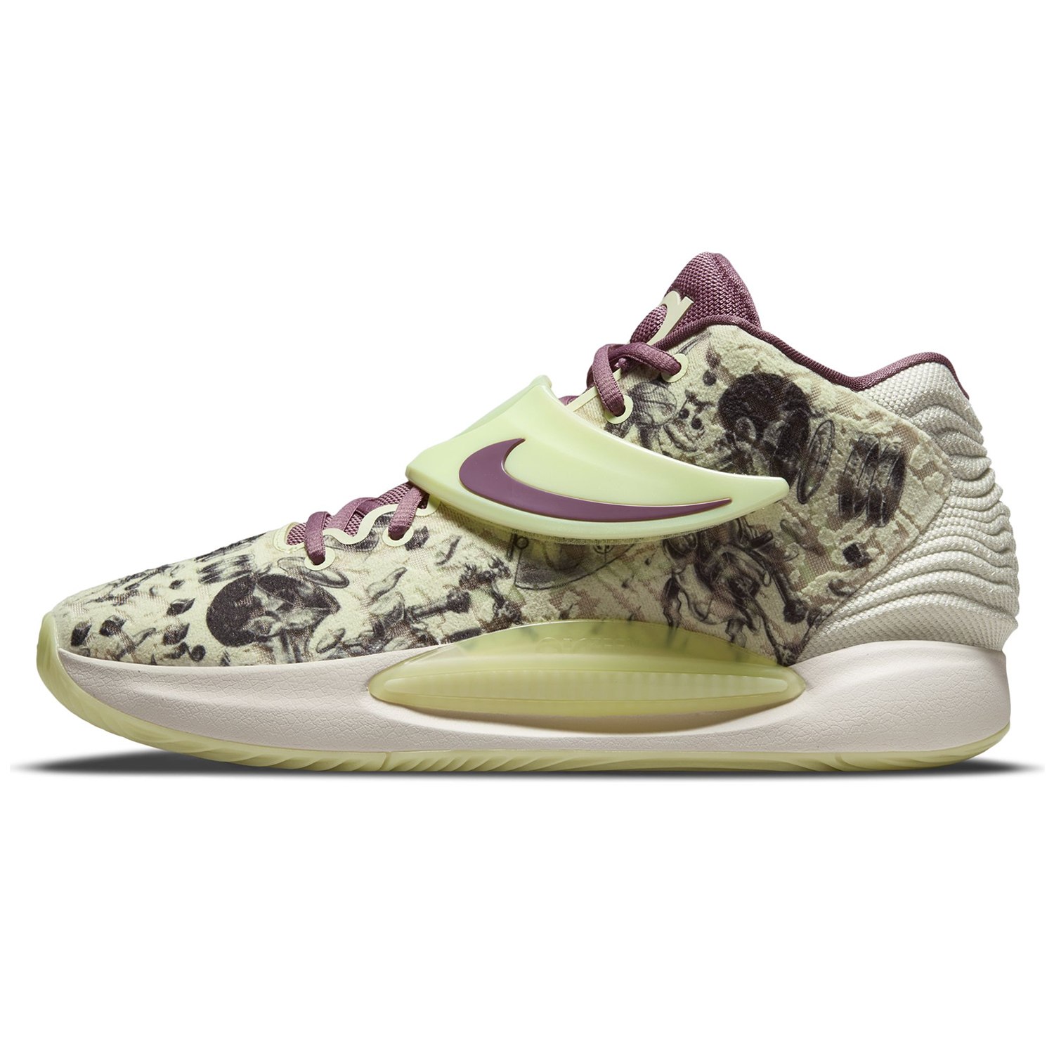 Nike KD14 Ανδρικά Παπούτσια για Μπάσκετ CW3935-300 LIME ICE/LIGHT MULBERRY-PEARL WHITE